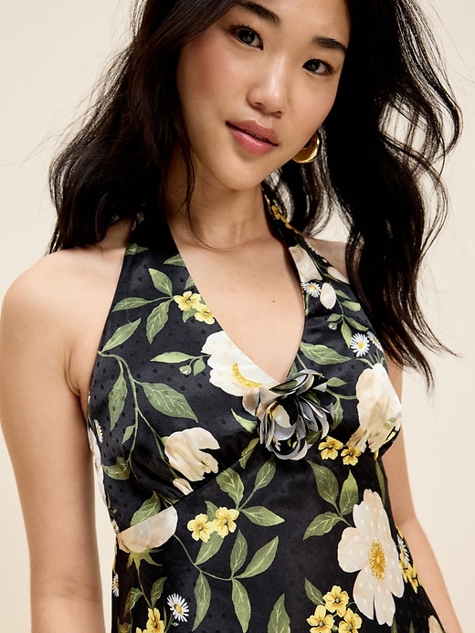 Image number 5 showing, The Occasion by Old Navy Fit and Flare Satin Halter Midi Dress