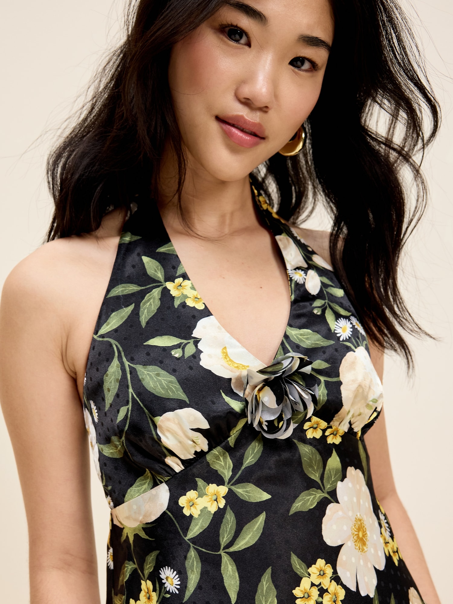 Image number 5 showing, The Occasion by Old Navy Fit and Flare Satin Halter Midi Dress