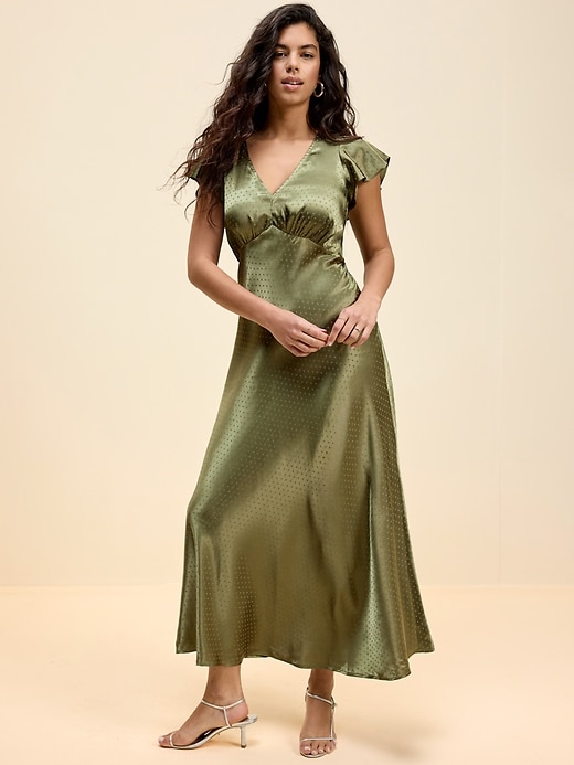 Image number 6 showing, The Occasion by Old Navy Satin Flutter-Sleeve Maxi Dress
