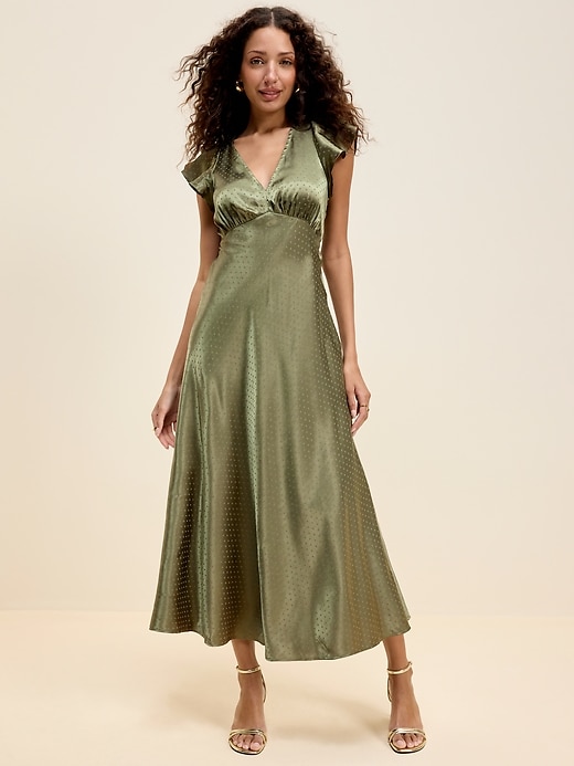 Image number 3 showing, The Occasion by Old Navy Satin Flutter-Sleeve Maxi Dress