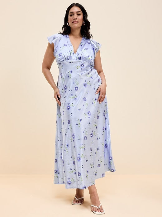 Image number 8 showing, The Occasion by Old Navy Satin Flutter-Sleeve Maxi Dress