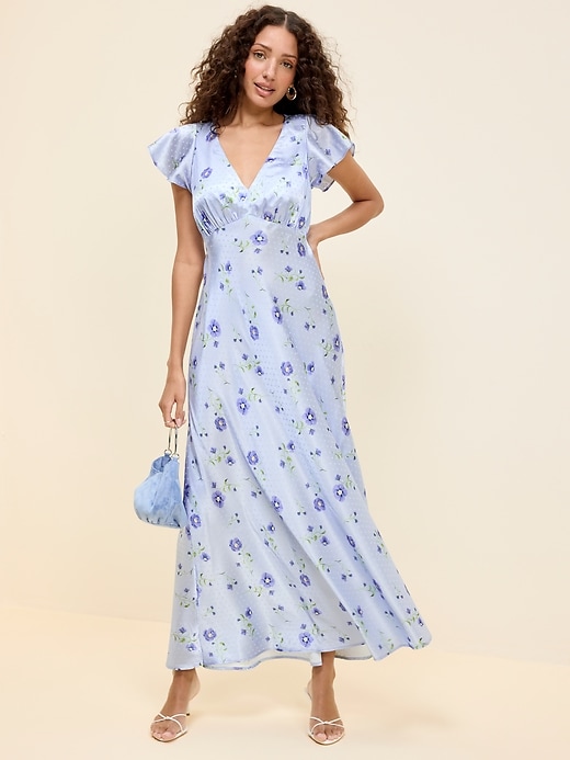 Image number 3 showing, The Occasion by Old Navy Satin Flutter-Sleeve Maxi Dress