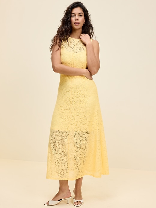 Image number 6 showing, The Occasion by Old Navy Fit & Flare Drop-Waist Lace Maxi Dress