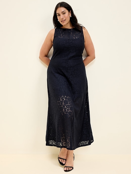 Image number 8 showing, The Occasion by Old Navy Fit & Flare Drop-Waist Lace Maxi Dress