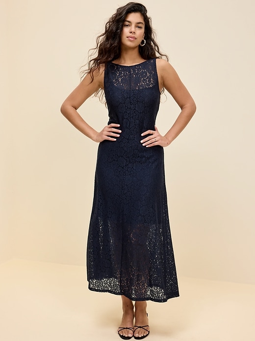 Image number 6 showing, The Occasion by Old Navy Fit & Flare Drop-Waist Lace Maxi Dress