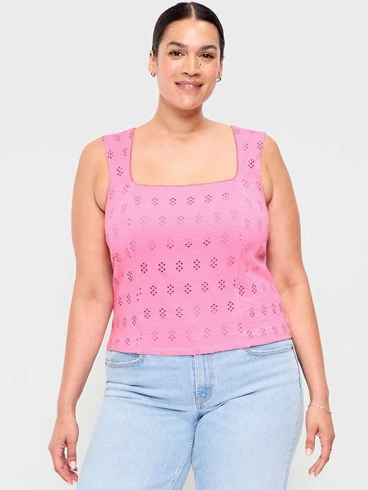 Image number 8 showing, Seamed-Bodice Eyelet Tank Top