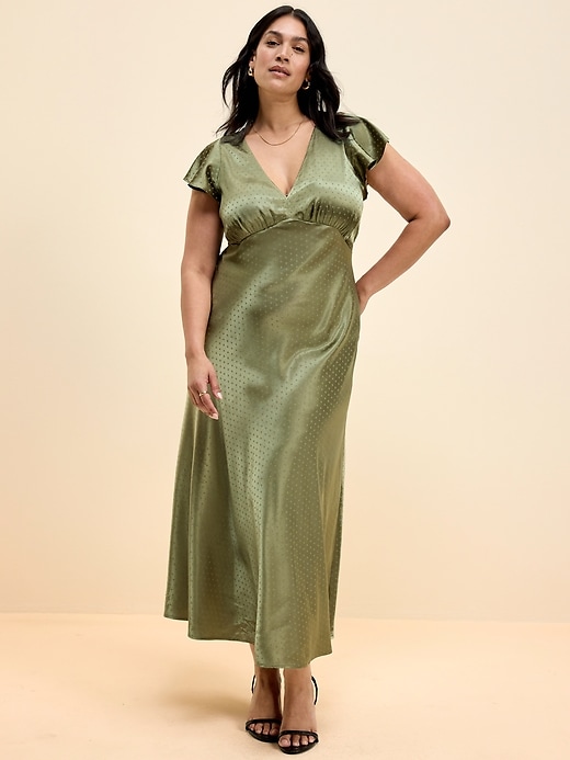 Image number 8 showing, The Occasion by Old Navy Satin Flutter-Sleeve Maxi Dress