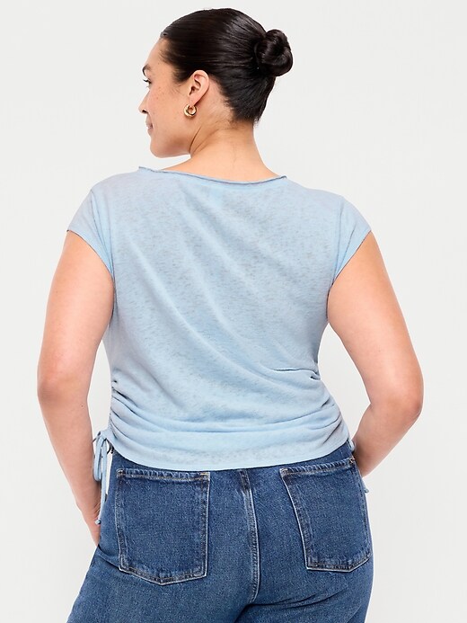 Image number 9 showing, Cap-Sleeve Shirred Side Top