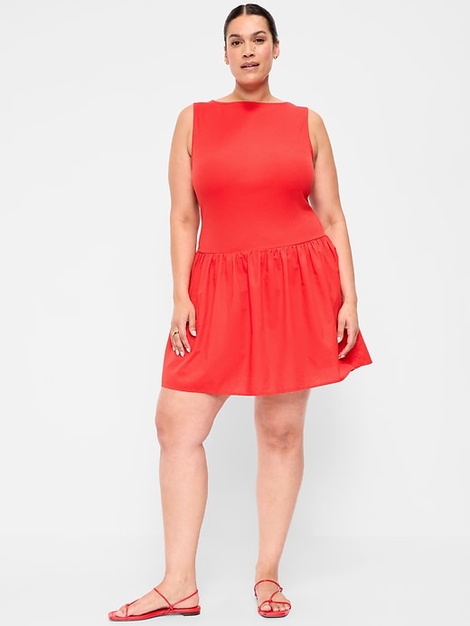 Image number 8 showing, Mixed Media Drop-Waist Mini Dress