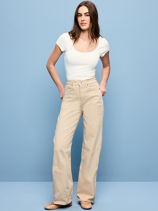 Image number 1 showing, Extra High-Waisted Wide-Leg Jeans