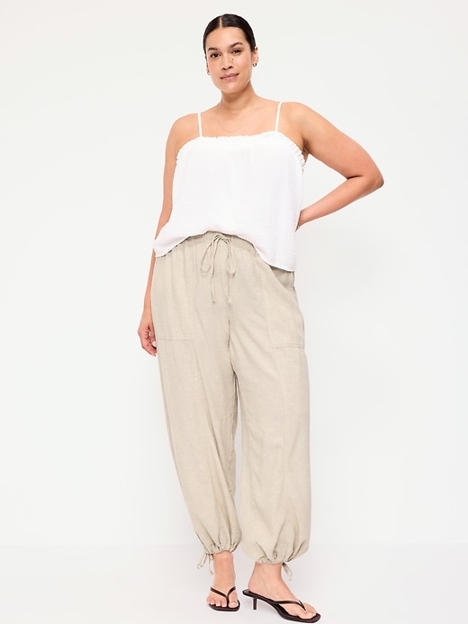 Image number 8 showing, Mid-Rise Linen-Blend Utility Pants