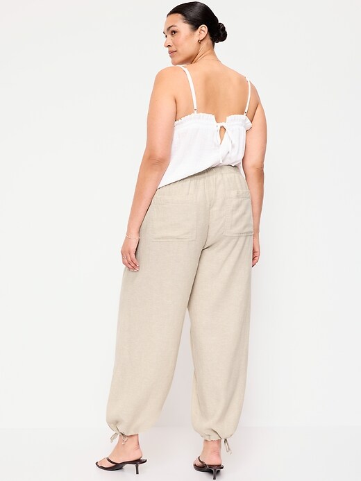 Image number 9 showing, Mid-Rise Linen-Blend Utility Pants