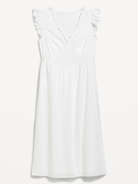 V-Neck Flutter-Sleeve Midi Dress