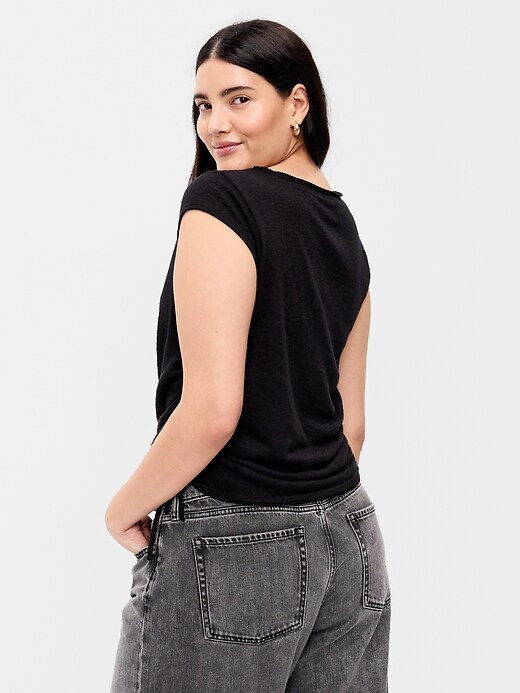 Image number 5 showing, Cap-Sleeve Shirred Side Top