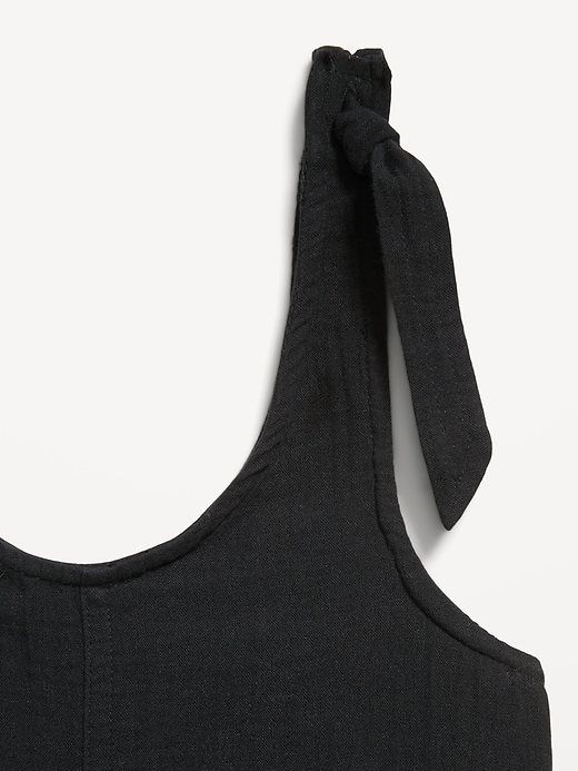 Image number 4 showing, Sleeveless Tie-Strap Double-Weave Romper for Girls