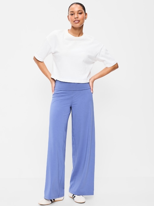 Image number 8 showing, High-Waisted PowerChill Fold-Over Wide-Leg Pants