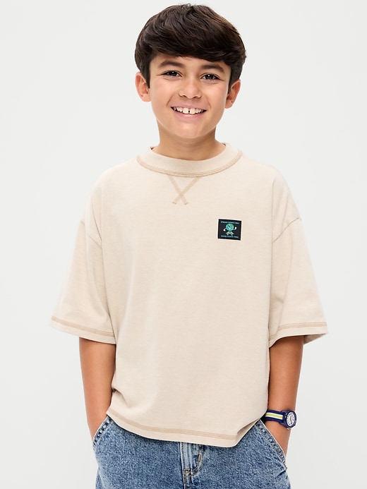 L'image numéro 1 présente T-shirt droit surdimensionné à manches courtes pour garçon