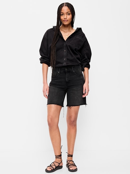 Image number 1 showing, High-Waisted OG Jean Cut-Off Shorts -- 7-inch inseam