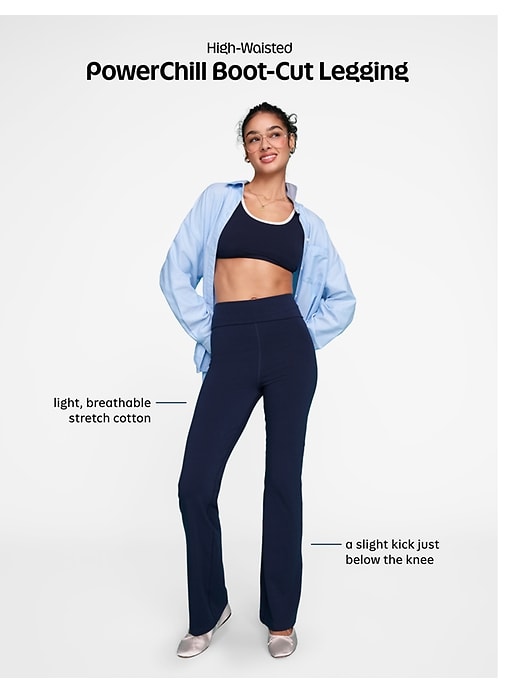Image number 4 showing, High-Waisted PowerChill Fold-Over Bootcut Leggings