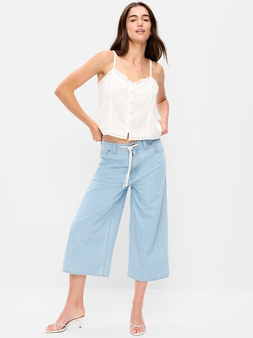 Image number 1 showing, Mid-Rise Loose Culotte Jeans