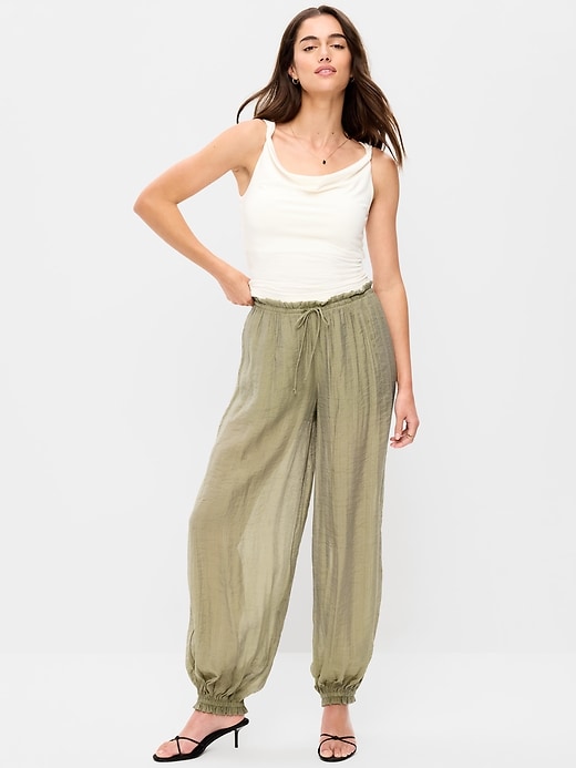 Image number 1 showing, High-Waisted Chiffon Harem Pants