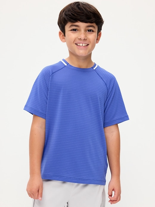 Image number 1 showing, Short-Sleeve Textured Mesh Performance T-Shirt for Boys