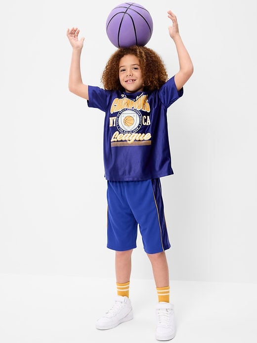 Image number 1 showing, Below Knee Baggy Mesh Basketball Shorts for Boys