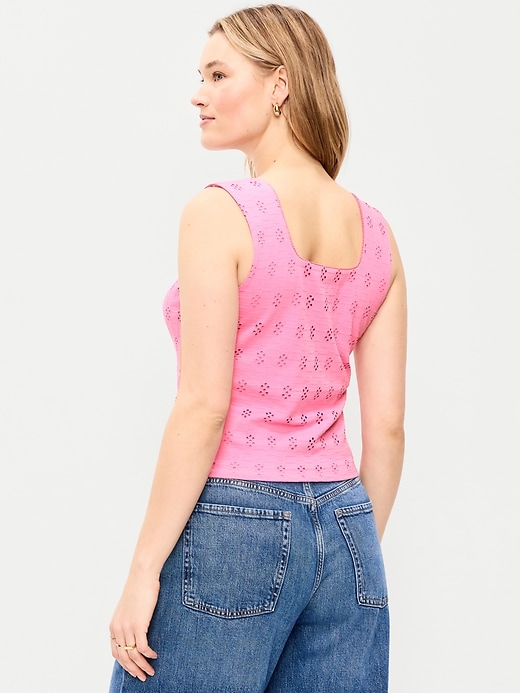 Image number 7 showing, Seamed-Bodice Eyelet Tank Top