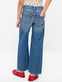 Image number 2 showing, High-Waisted Baggy Embroidered Wide-Leg Jeans for Girls