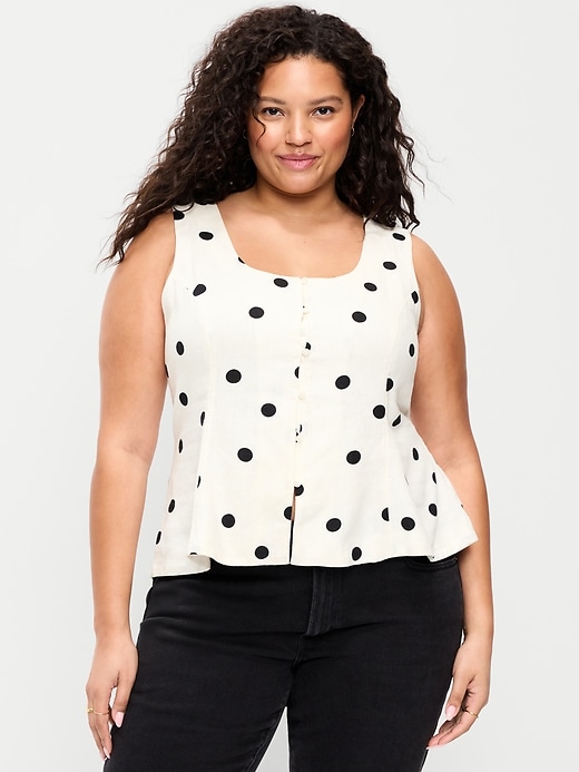 L'image numéro 5 présente Haut boutonné en mélange de lin