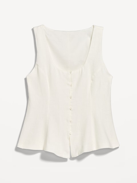 Sleeveless Button-Down Top