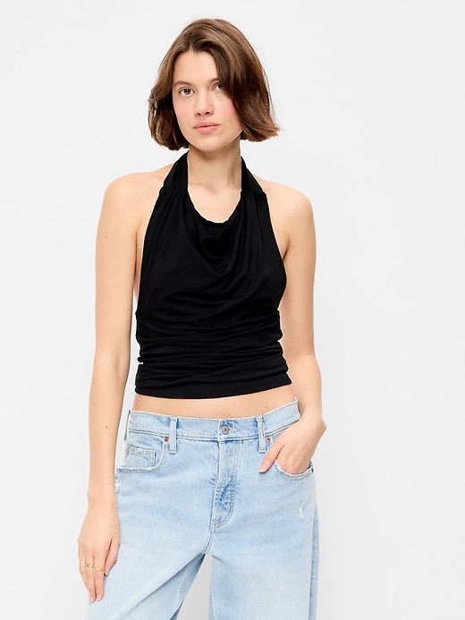 Image number 1 showing, Cowl-Neck Halter Top