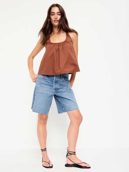 Image number 5 showing, Mid-Rise Baggy Jean Cut-Off Shorts -- 9-inch inseam