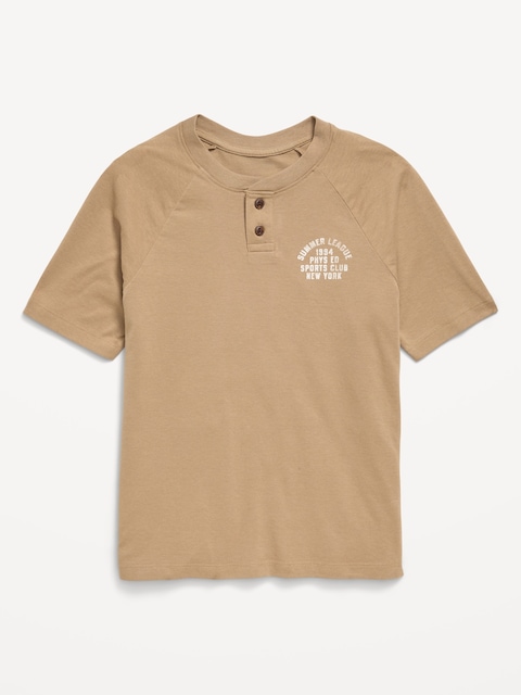 T-SHIRT HENLEY ULTRA-DOUX À MANCHES COURTES À IMPRIMÉ POUR GARÇON
