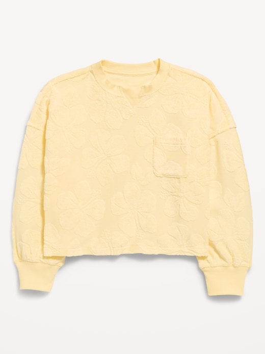 Image number 1 showing, Boxy Long-Sleeve Textured Pocket T-Shirt for Girls