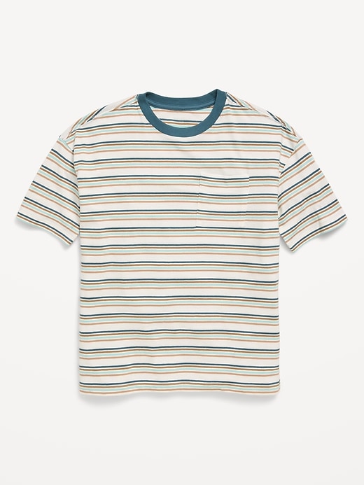 Image number 1 showing, Oversized Short-Sleeve Striped T-Shirt for Boys