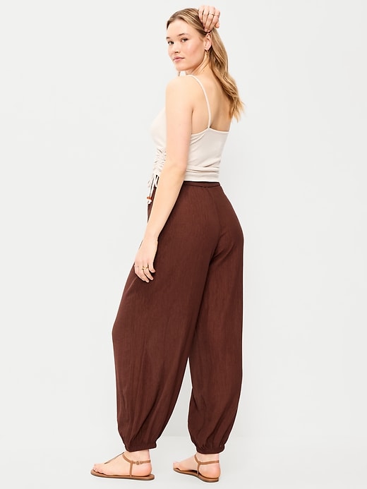 Image number 7 showing, High-Waisted Crinkle Chiffon Harem Pants