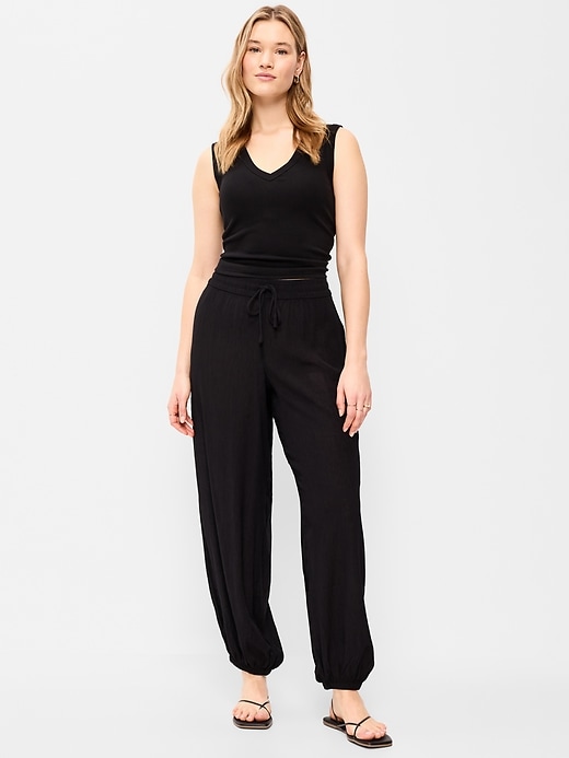 Image number 5 showing, High-Waisted Crinkle Chiffon Harem Pants