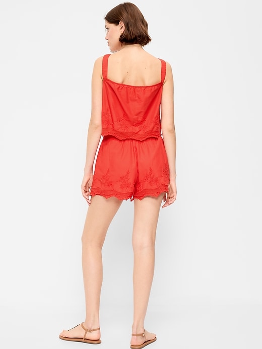 Image number 3 showing, High-Waisted Lace-Trim Shorts