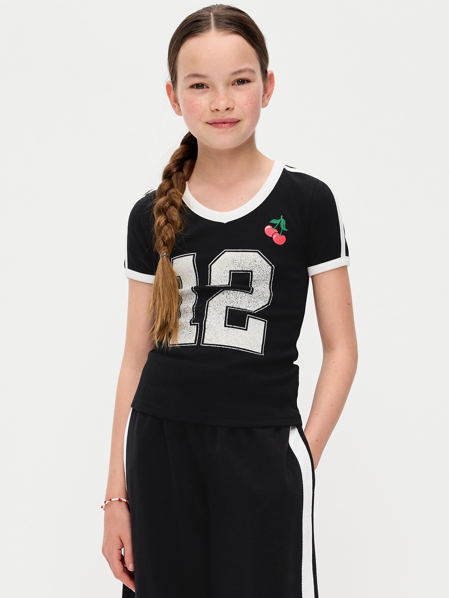 Fitted Short-Sleeve Graphic T-Shirt for Girls