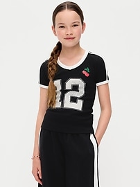 Image number 1 showing, Fitted Short-Sleeve Graphic T-Shirt for Girls
