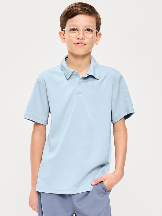 Image number 3 showing, Short-Sleeve Textured Mesh Polo Shirt for Boys