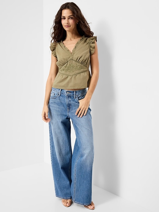 Image number 3 showing, Flutter-Sleeve Emboirdered Top