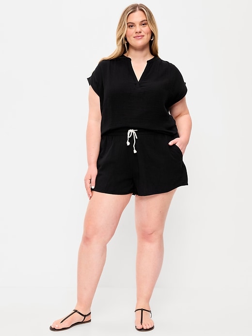 Image number 7 showing, High-Waisted Crinkle Gauze Shorts