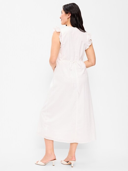 Image number 3 showing, V-Neck Flutter-Sleeve Midi Dress