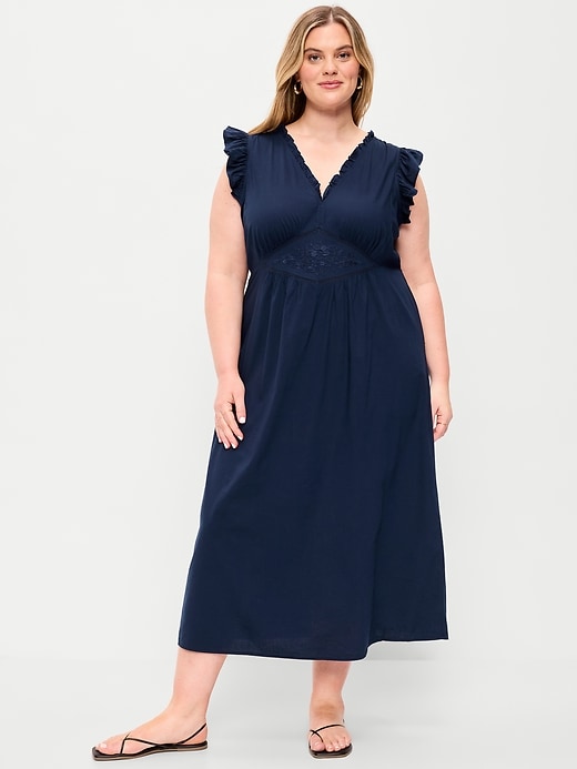 Image number 3 showing, Ruffle-Trim V-Neck Midi Dress