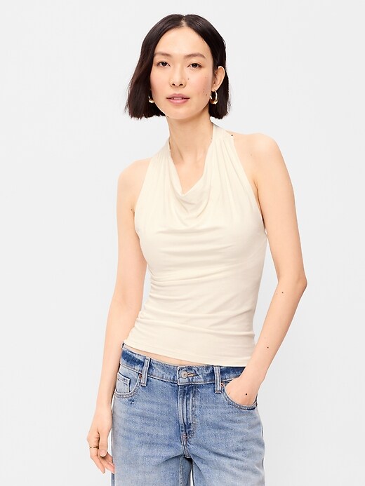 Image number 1 showing, Cowl-Neck Halter Top