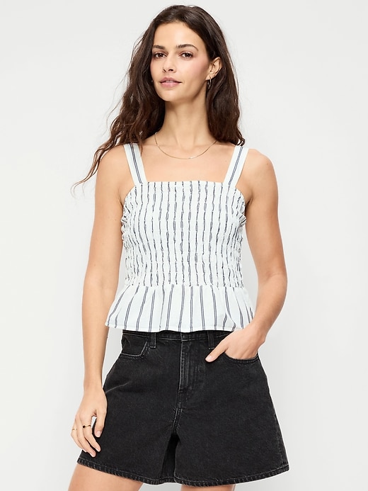 Image number 1 showing, Smocked Peplum Tank Top
