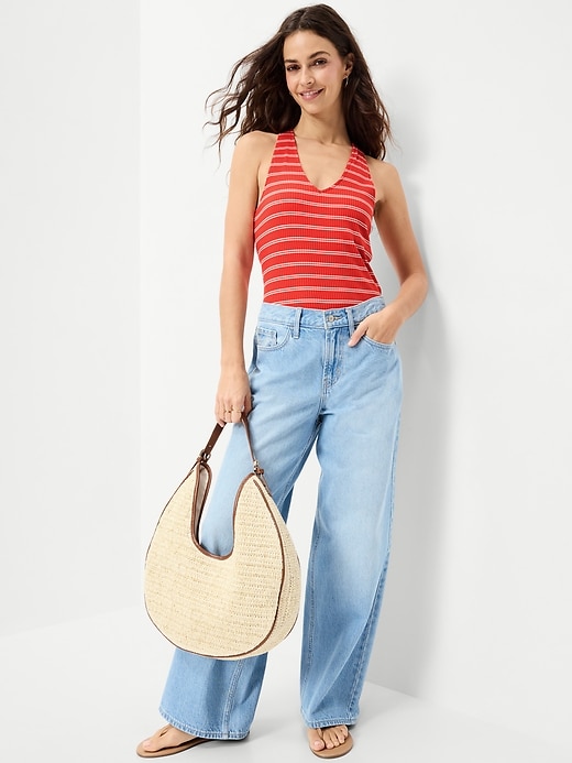 L'image numéro 3 présente Camisole côtelée à bretelles nouées au dos