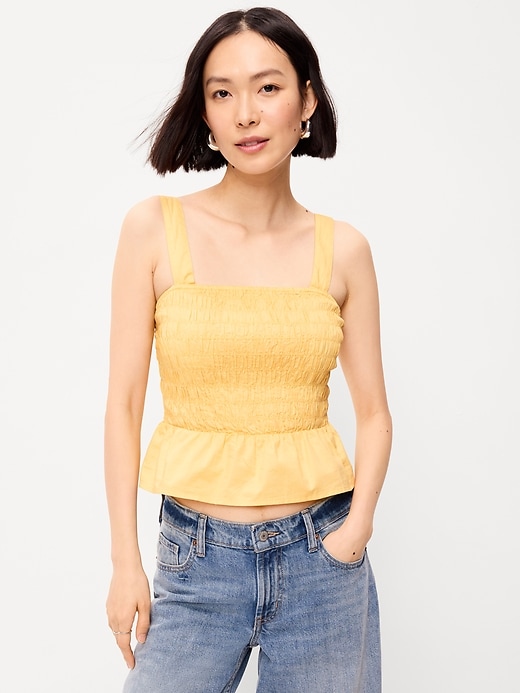 Image number 1 showing, Smocked Peplum Tank Top